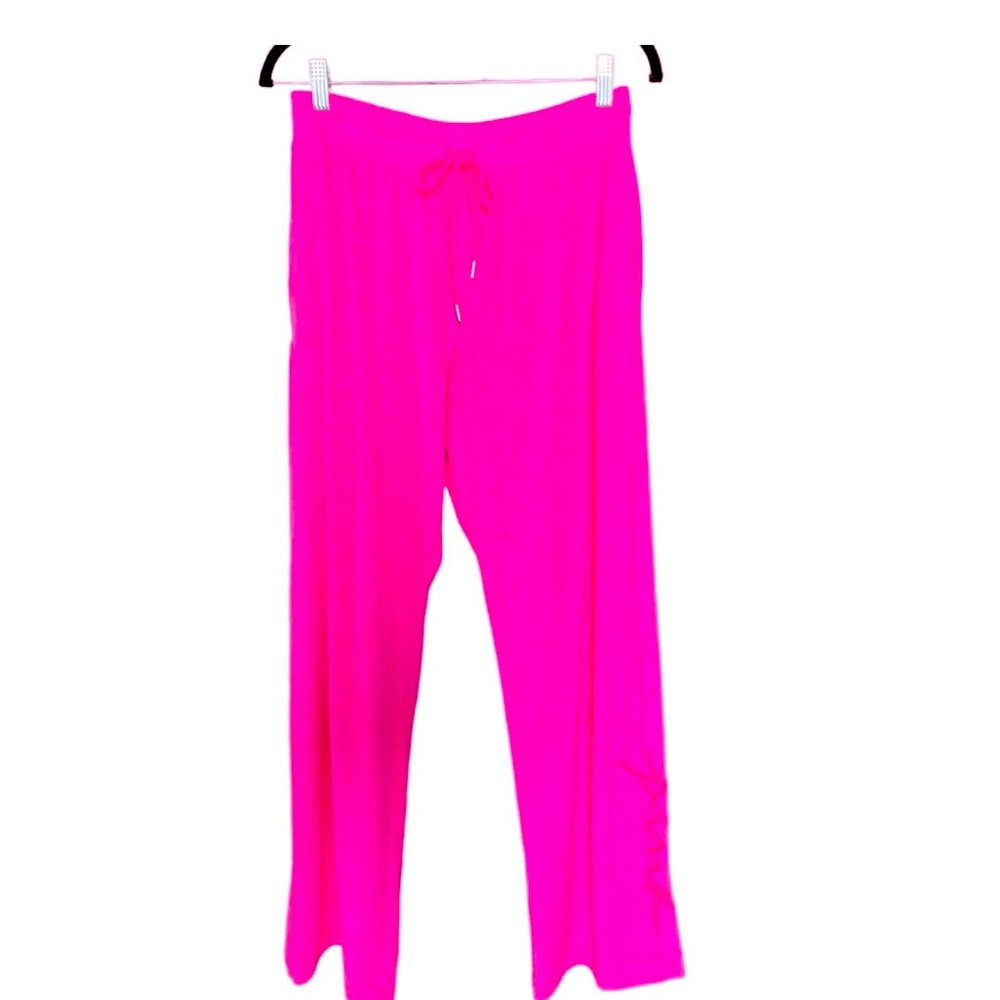 Victoria's Secret PINK Atomic Pink Velour Wide Leg Lounge Jogger Sweatpants M